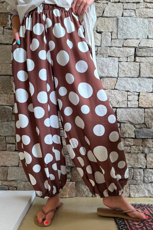 Basso Big Dot Balloon Cuff Pant Chocolate & White
